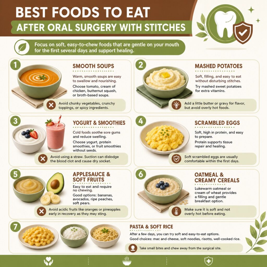 best foods to eat after oral surgery with stitches